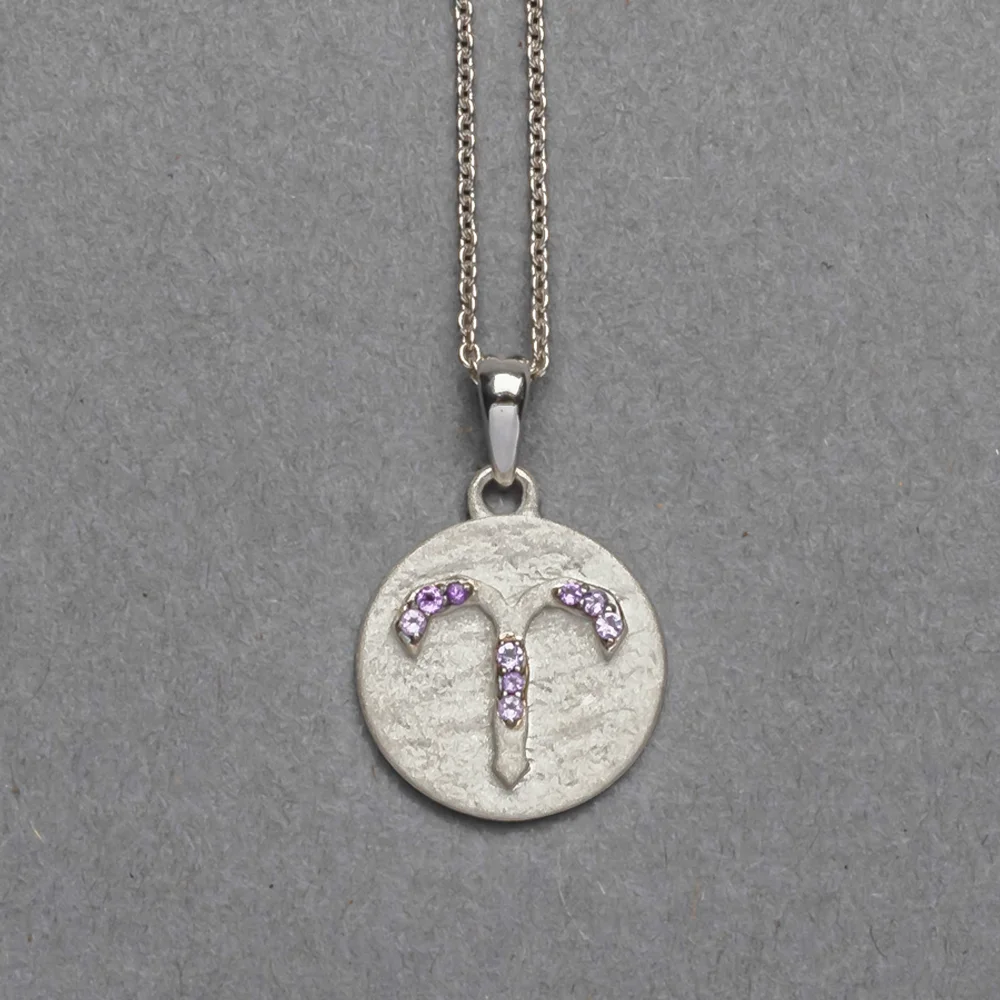 Zodiac Sterling Silver pendent with Zodiac stones